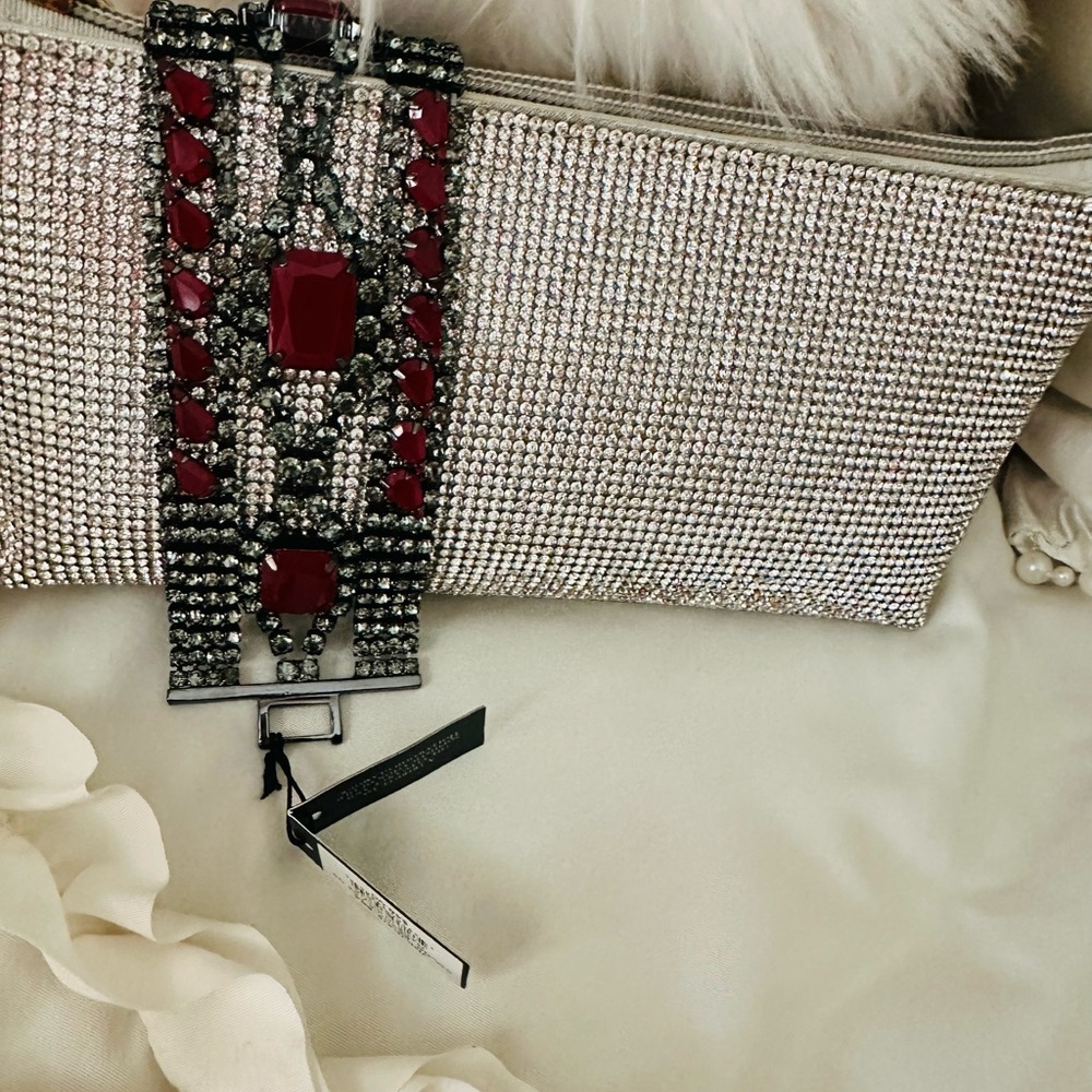 BCBGMaxAzria Ruby and Silver Geometric Bracelet